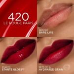 Swatch del tono 420 Le Rouge Paris aplicado en labios